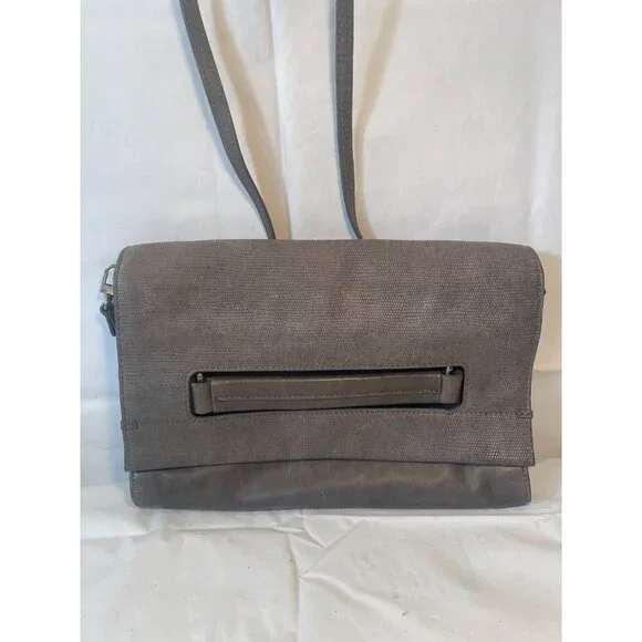 Trina TURK Gray Leather Bag Shoulder Crossbody with Handle Magnetic - Picture 9 of 13